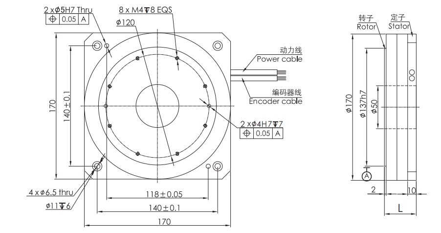 OD 170mm series DD馬達(dá) drawing