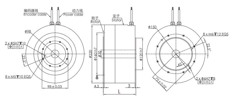 OD 220mm series DD馬達(dá) drawing