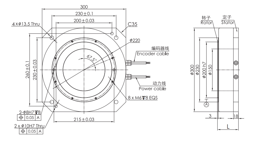 OD 300mm series DD馬達(dá) drawing