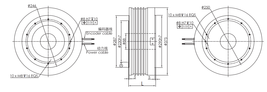 OD 375mm series DD馬達(dá) drawing