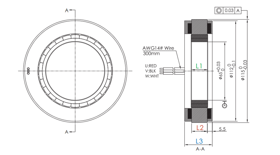 OD 115mm series 無框電機(jī) drawing