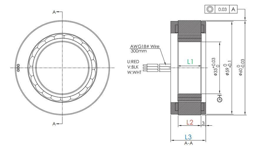 OD 60mm series 無框電機(jī) drawing