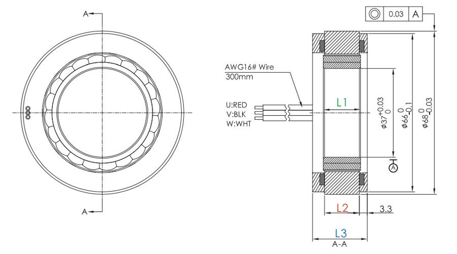 OD 68mm series 無框電機 drawing