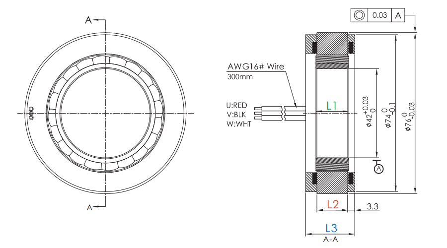 OD 76mm series 無(wú)框電機(jī) drawing