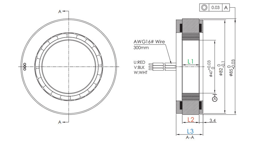 OD 85mm series 無框電機 drawing